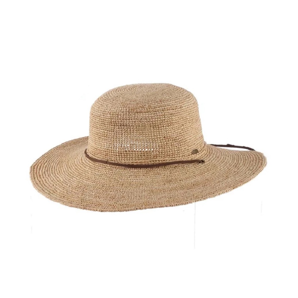 Handcrafted Since 1921 Scala Women's Tan Straw Hat with Brown Band - Picture 2 of 6